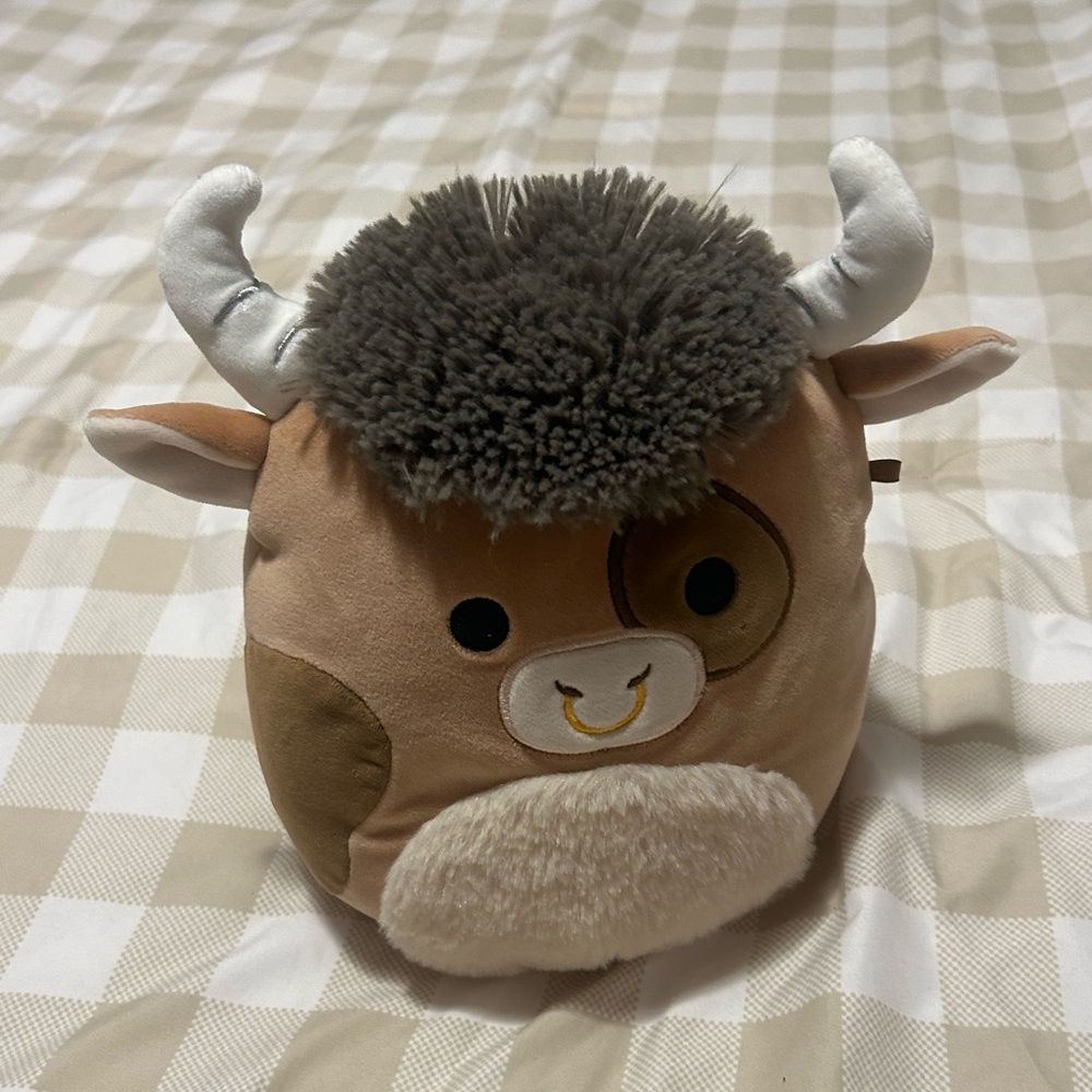 Cute Brown and White Bull Plushie